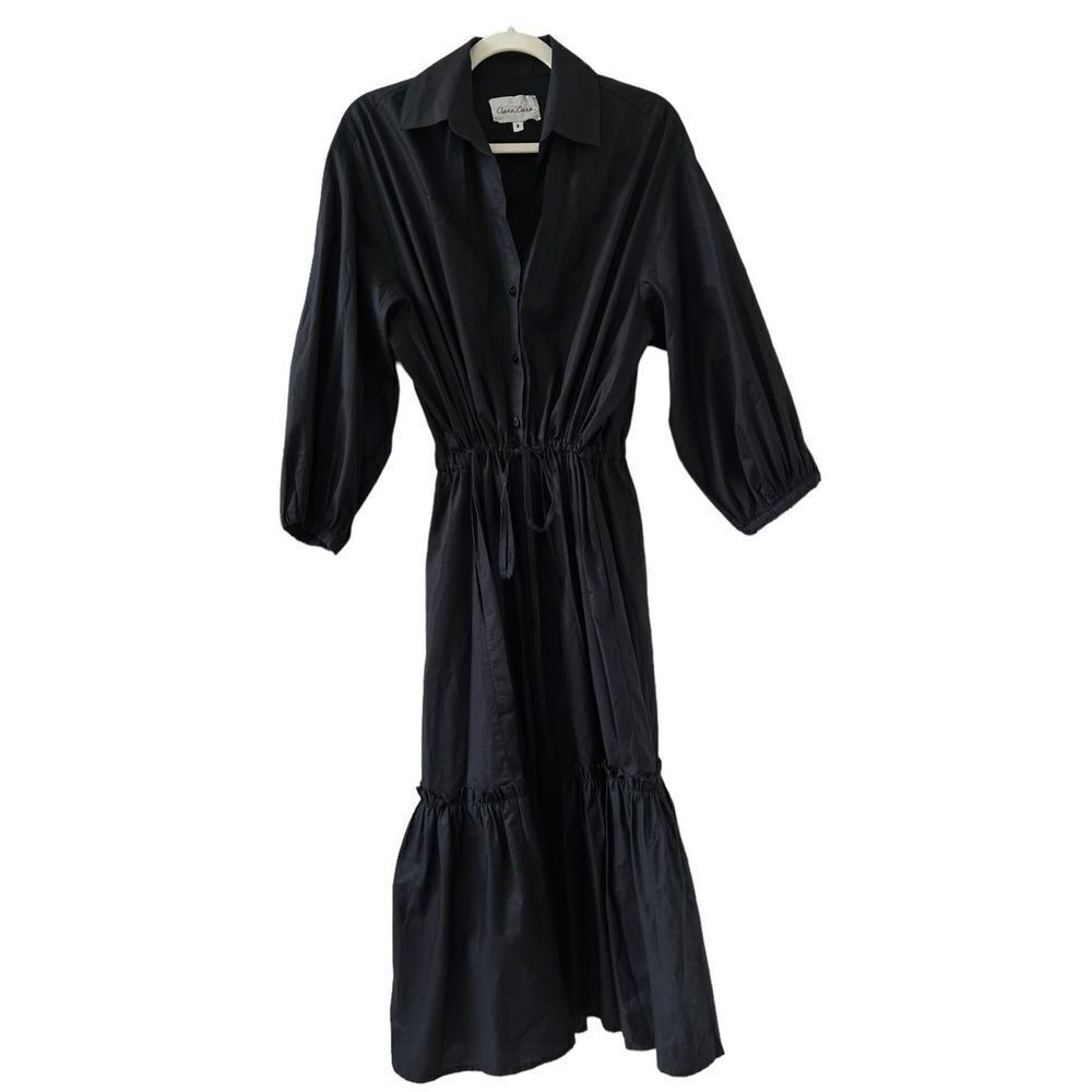 Cara Cara Hutton Cotton Midi Dress Women’s Black Size Small